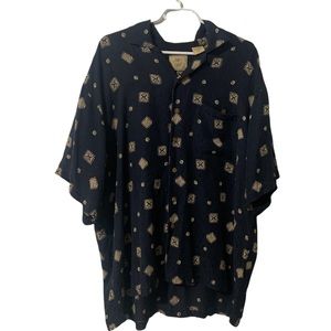 LUAU Mens Button-down Shirt Lose with Patterns XL